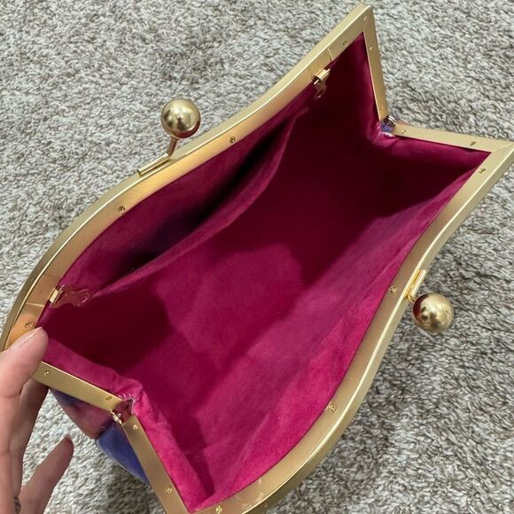 Iridescent Genuine Leather Handmade Kisslock Wave Shaped Clutch/Crossbody - Picture 14 of 14